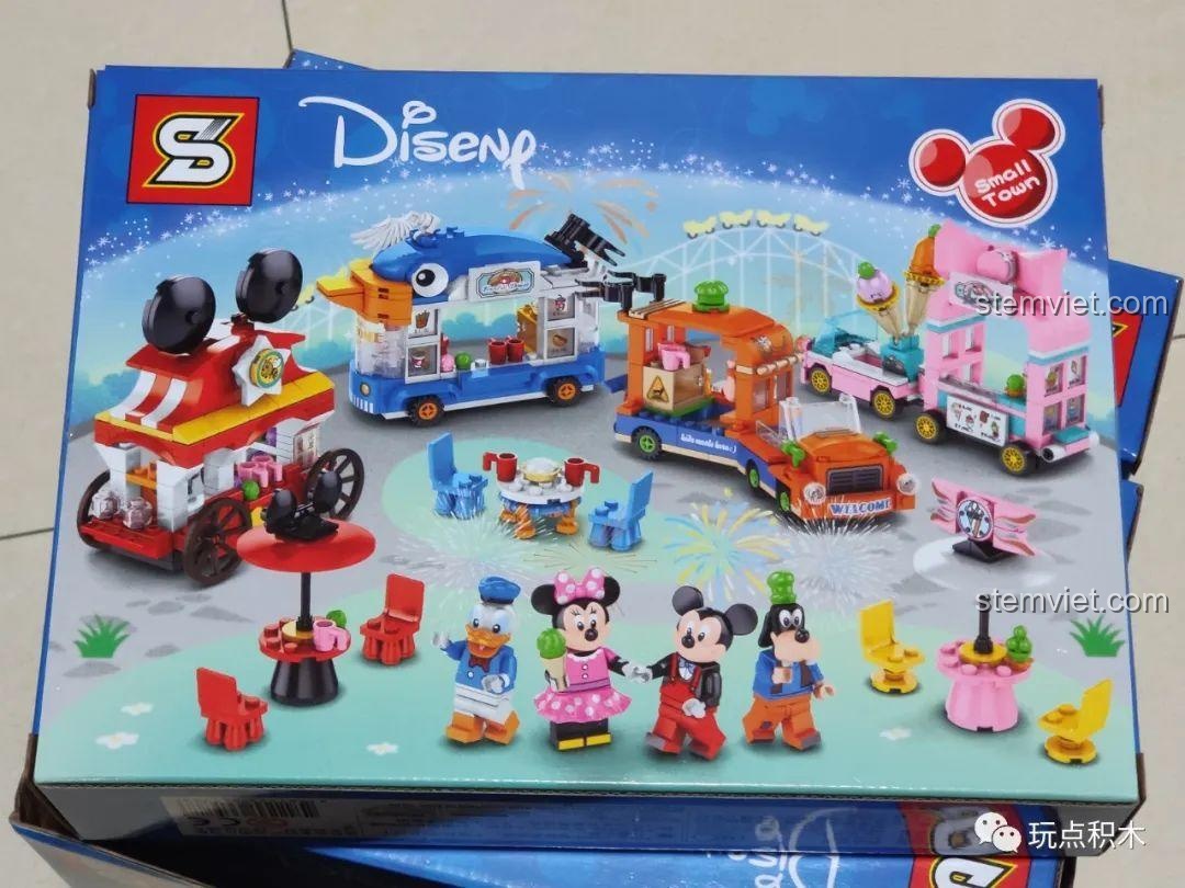 Mặt sau hộp bộ lắp ráp SY6578B hiển thị các bộ khác trong cùng series Small Town của Disney.
