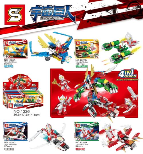 Bộ lắp ráp Robot Hợp Thể Bão Táp Sheng Yuan 1226 từ 4 Siêu Nhân Điện Quang Ultraman, đồ chơi sáng tạo giá rẻ cho bé trai 6 tuổi.