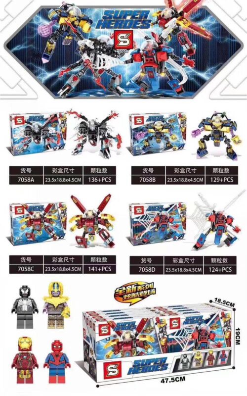Bộ lắp ráp robot chiến đấu của Venom Sheng Yuan 7058A giá rẻ cho bé trai 6 tuổi. Mô hình Mech Venom với minifigure đi kèm.