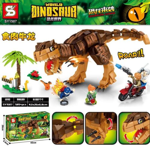 Bộ lắp ráp Khủng long ăn thịt Carnotaurus Sheng Yuan SY1507 cho bé trai 6 tuổi. Đồ chơi mô hình Thế giới khủng long giá rẻ với 589 mảnh ghép.