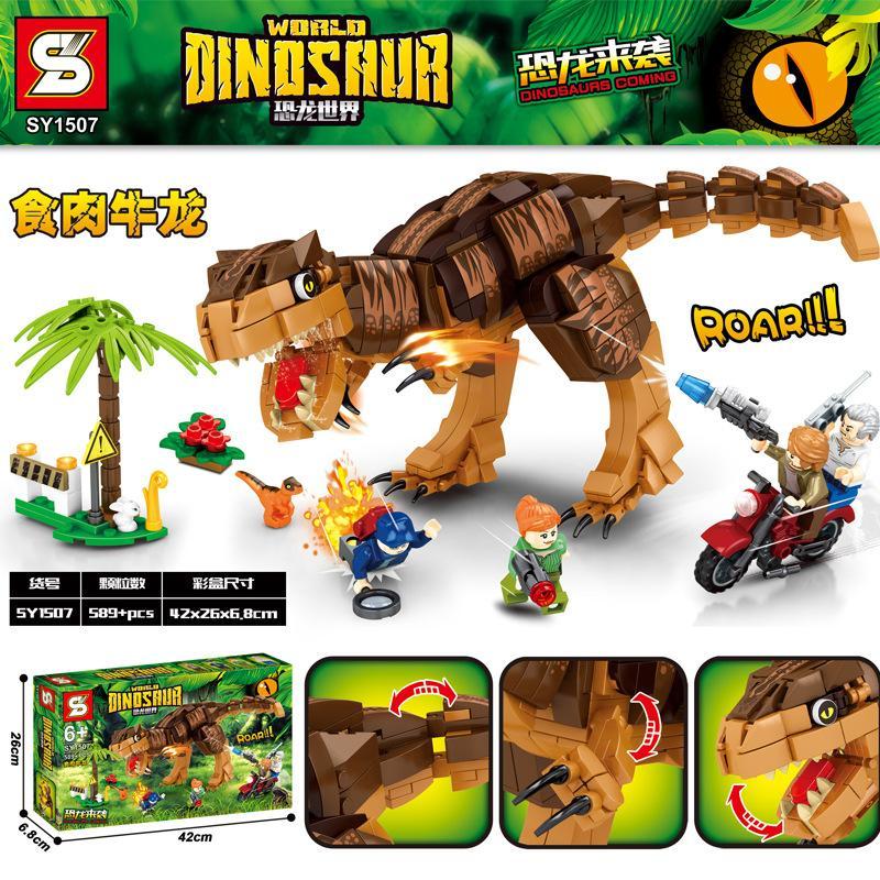 Bộ lắp ráp Khủng long ăn thịt Carnotaurus Sheng Yuan SY1507 cho bé trai 6 tuổi. Đồ chơi mô hình Thế giới khủng long giá rẻ với 589 mảnh ghép.