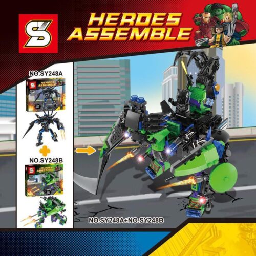 Bộ lắp ráp Mecha Hulk Shengyuan SY248B kết hợp 2 trong 1 với bộ SY248A, đồ chơi sáng tạo cho bé trai 6 tuổi.
