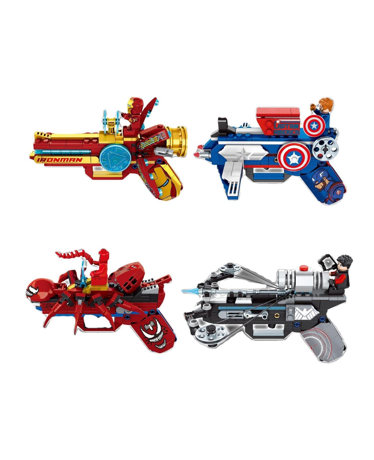 Bộ đồ chơi lắp ráp Shuangxiang SX 4052-3 súng siêu anh hùng Marvel 4 kiểu, đồ chơi lắp ráp súng Iron Man, Captain America, Spider-Man, Hawkeye cho bé trai 6 tuổi, giá tốt