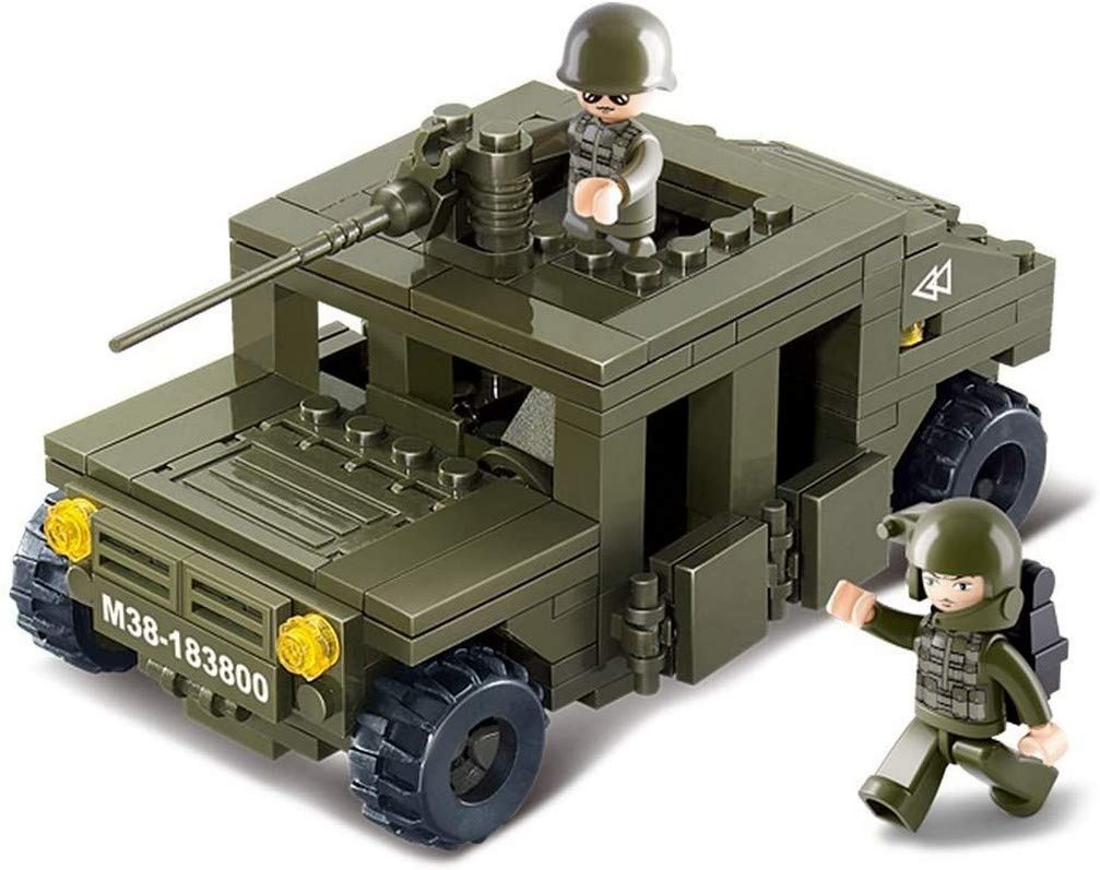 Bộ đồ chơi lắp ráp Sluban M38-B0203 Xe Bọc Thép Quân Sự K-1 Special Force màu xanh lá, có 265 mảnh ghép và 2 minifigure lính, phù hợp cho bé trai 6 tuổi, giá tốt.