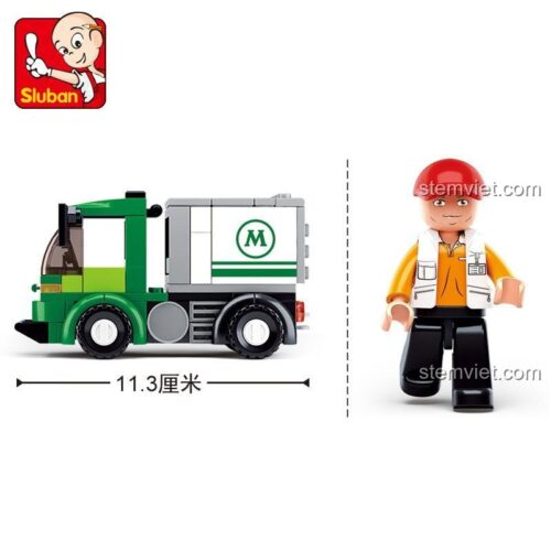 Kích thước đồ chơi mô hình xe tải nhỏ Sluban M38-B0368, dài 11.3cm, phù hợp cho bé trai.
