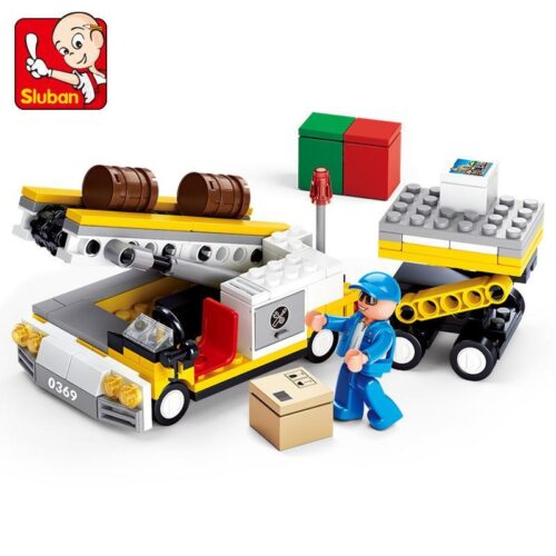 Bộ lắp ráp Xe Tải Chở Hành Lý Sân Bay Sluban M38-B0369 cho bé trai 6 tuổi, giá rẻ.