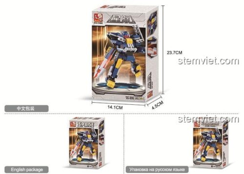 Hộp và kích thước bộ xếp hình Mecha Anlingsi Sluban B0387, món quà chất lượng cho con trai.