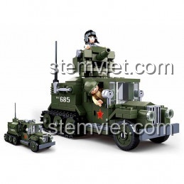 Bộ lắp ghép Xe Bọc Thép Quân Đội Sluban M38B0631, đồ chơi lắp ráp cho bé trai 6 tuổi, rèn luyện tư duy logic.