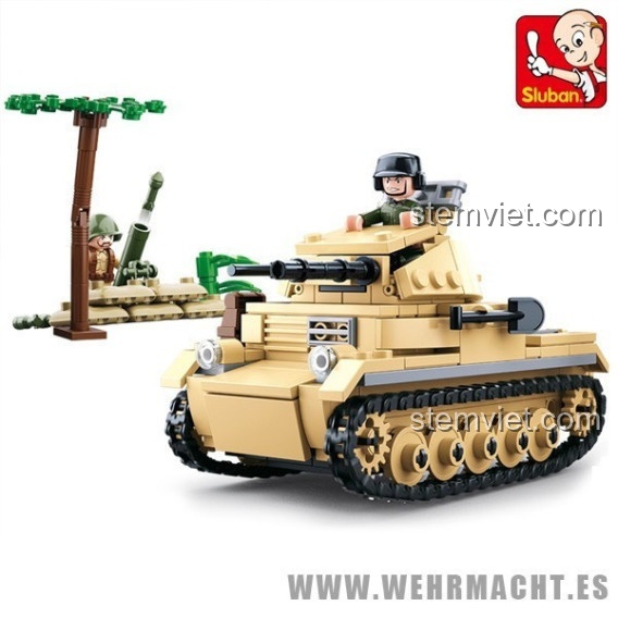 Đồ chơi mô hình Sluban M38-B0631, xe tăng rằn ri và pháo, phù hợp bé trai 6 tuổi, giá tiết kiệm.
