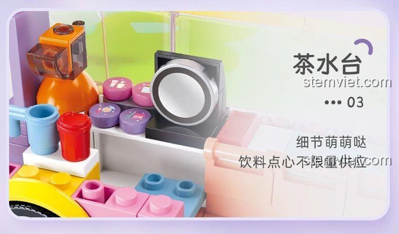 Bộ lắp ghép Sluban M38-B1165 với chi tiết trà nước, đồ chơi lắp ráp tỉ mỉ.