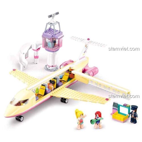 đồ chơi mô hình Sluban M38-B1166, máy bay chở khách có nội thất chi tiết, cho bé gái 6 tuổi, giá tiết kiệm