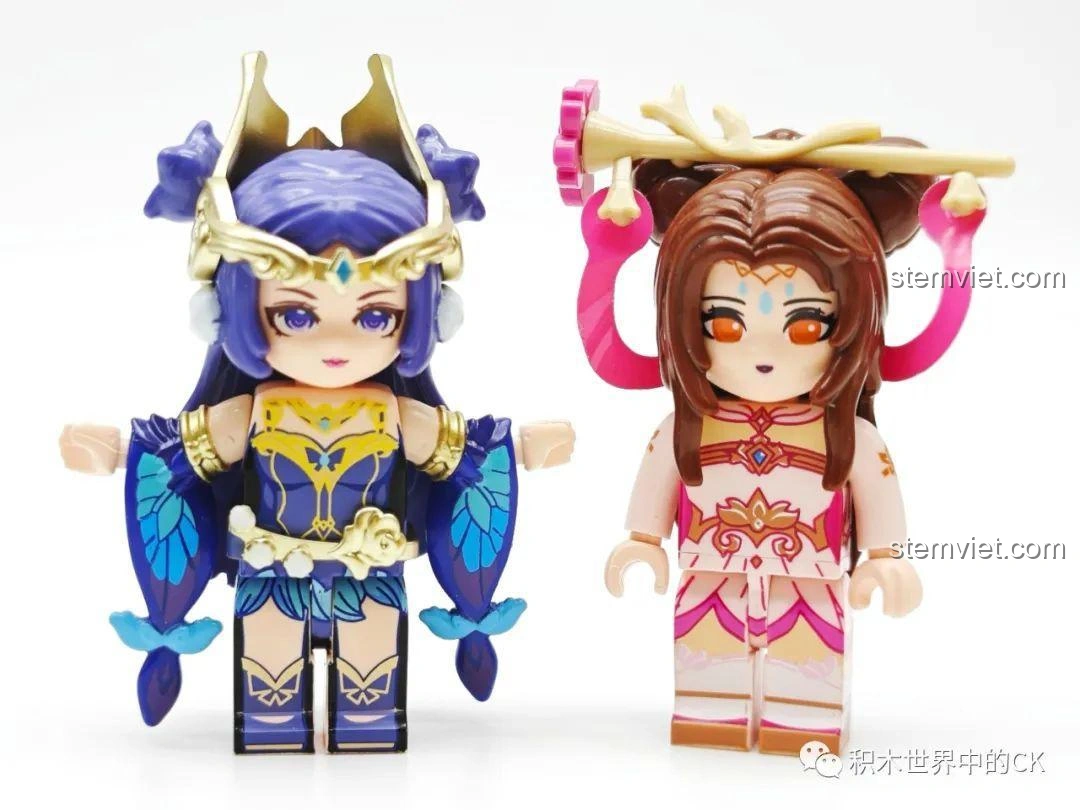 So sánh minifigure Điêu Thuyền K21103 với một minifigure khác của Keeppley, làm nổi bật thiết kế độc đáo.