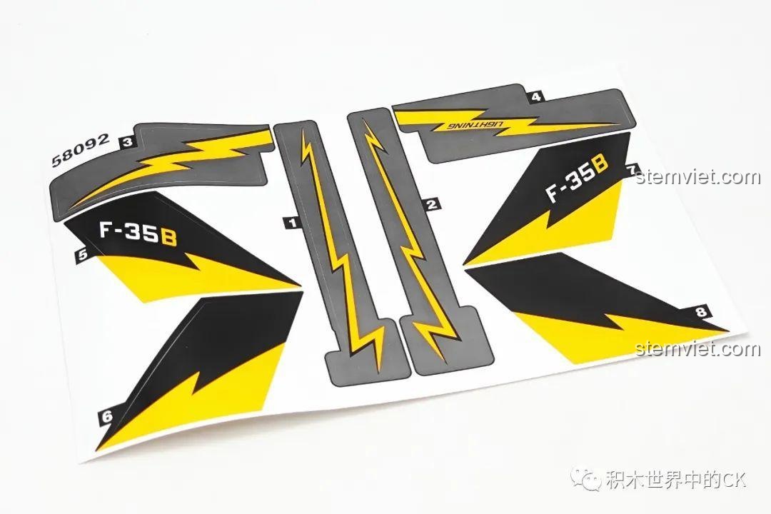 Tấm sticker đi kèm bộ đồ chơi mô hình Máy bay quân sự F-35B JIESTAR, giúp mô hình thêm phần sinh động và chân thực.
