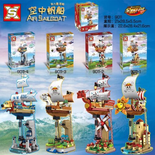 Mô hình Thuyền Buồm One Piece SX 9011-2, bộ đồ chơi lắp ráp lơ lửng, phát triển kỹ năng sáng tạo cho bé trai 5 tuổi, chất lượng cao.