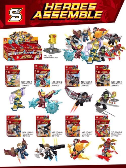 Bộ lắp ghép Biệt Đội Siêu Anh Hùng SY1046 Heroes Assemble với 8 minifigures Marvel độc đáo, đồ chơi lắp ráp cho Con trai 6 tuổi, giá tốt.