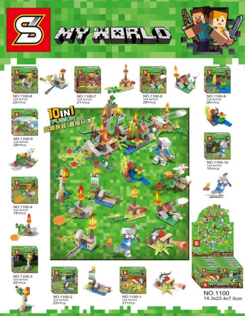 Bộ lắp ráp SY 1100 Thế giới Minecraft 10 cảnh nhỏ nhân vật, đồ chơi lắp ghép cho bé trai và bé gái 6-12 tuổi, giá tốt, chất lượng cao