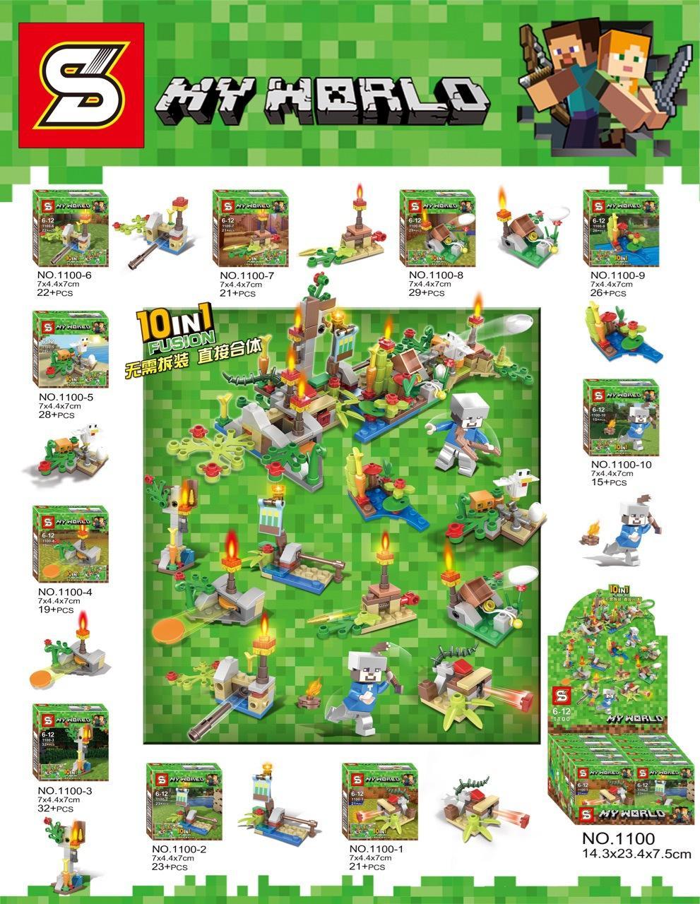 Bộ lắp ráp SY 1100 Thế giới Minecraft 10 cảnh nhỏ nhân vật, đồ chơi lắp ghép cho bé trai và bé gái 6-12 tuổi, giá tốt, chất lượng cao