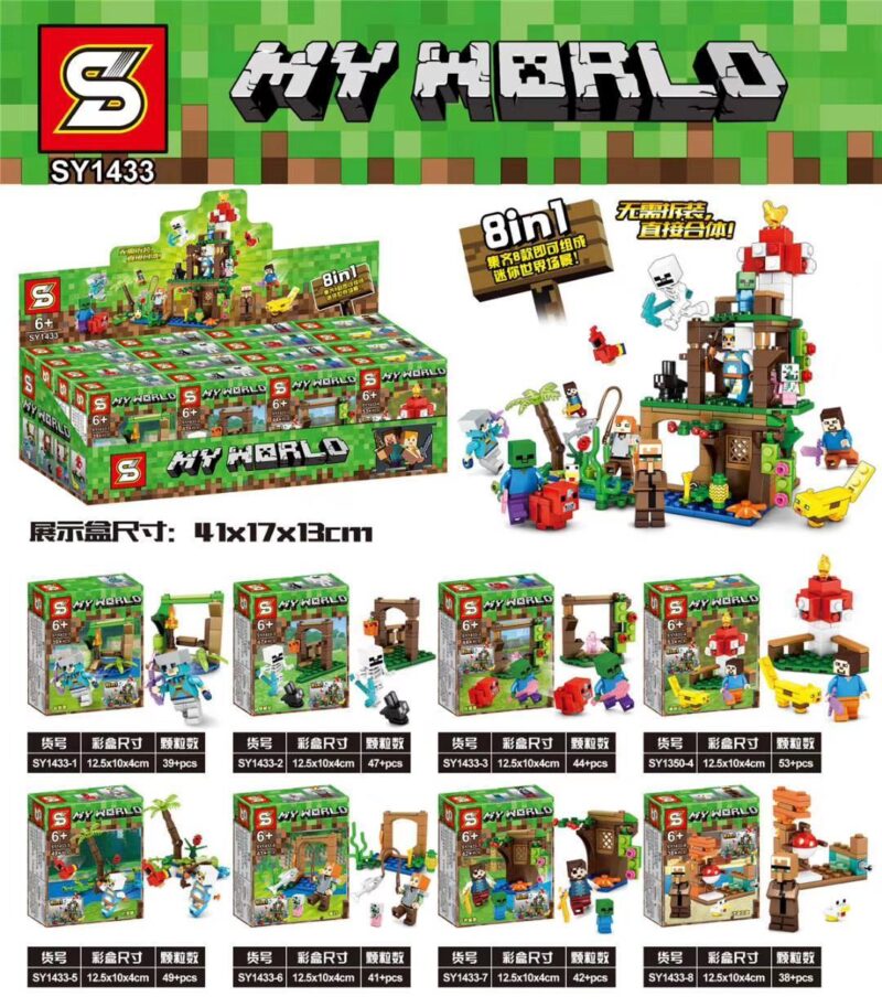 Bộ đồ chơi SY1433 Thế giới Minecraft 8 cảnh mini, phù hợp bé trai 6 tuổi, giá tốt.