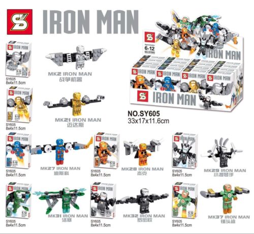 Bộ đồ chơi lắp ráp SY SY605 Bộ Sưu Tập 8 Minifigure Người Sắt Iron Man chất lượng cao, giá tốt cho bé trai 5-12 tuổi, đồ chơi mô hình Iron Man.