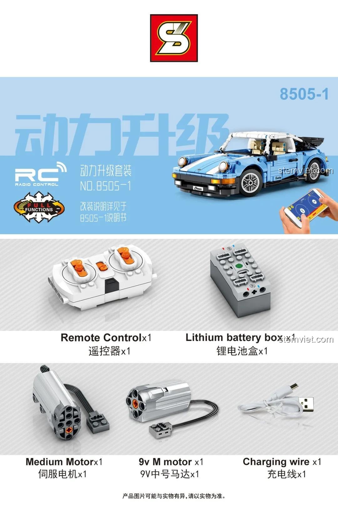 Xe thể thao Porsche 911 SY 8505, đồ chơi xây dựng 8505 với kích thước mô hình chi tiết, phù hợp bé trai 6 tuổi