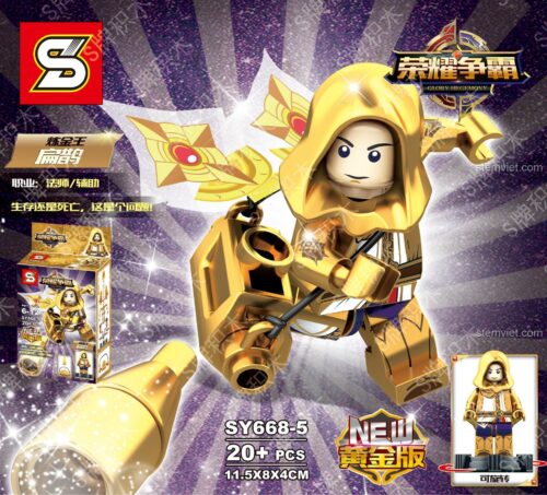 Cận cảnh bộ lắp ráp minifigure SY SY668-5 Biển Thước Vua Giả Kim 20 chi tiết, đồ chơi mô hình giá rẻ cho fan game Vương Giả Vinh Diệu.
