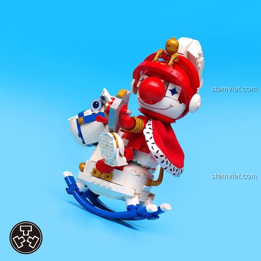 Tác phẩm MOC Hiệp sĩ Hề cưỡi ngựa bập bênh của nhà thiết kế TuTuTu, màu sắc rực rỡ và thiết kế vui nhộn.