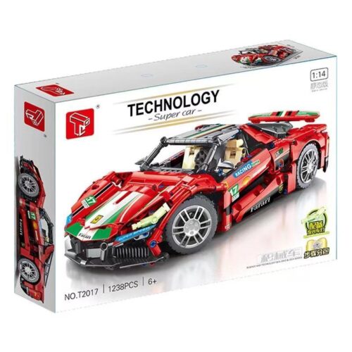Hộp sản phẩm bộ lắp ráp siêu xe đua Farari TGL T2017, mô hình xe đua Ferrari 488 Pista tỉ lệ 1:14 cho con trai 6 tuổi.