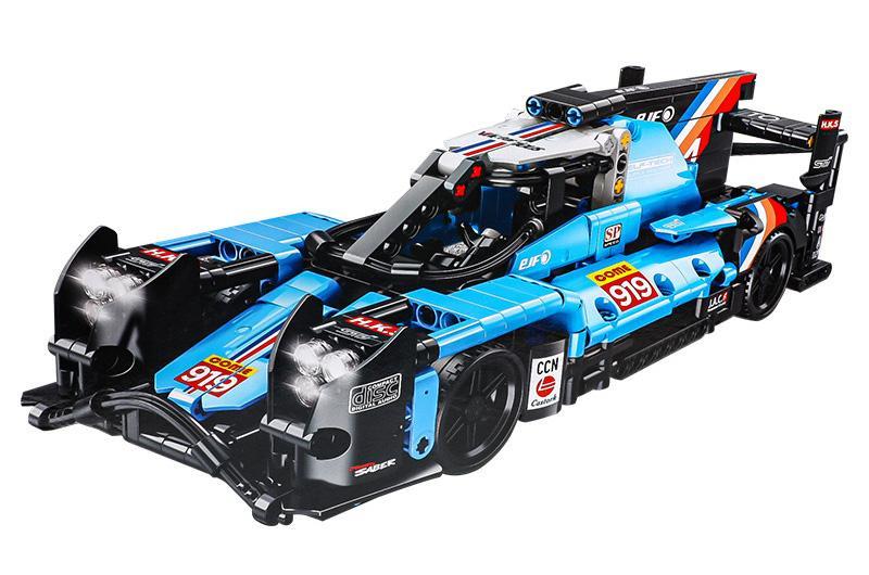 Mô hình xe đua Porsche 919 TGL T3026 với thiết kế khí động học màu xanh lơ. Đồ chơi lắp ráp cho bé trai 6 tuổi, giá rẻ.