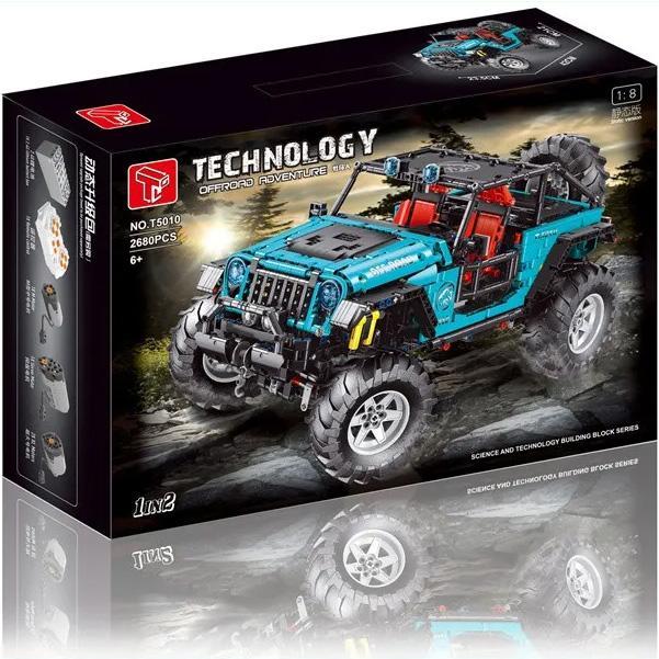 Hộp sản phẩm bộ lắp ráp xe địa hình TGL T5010 Jeep Wrangler Trailcat tỉ lệ 1:8 cho con trai 14 tuổi.