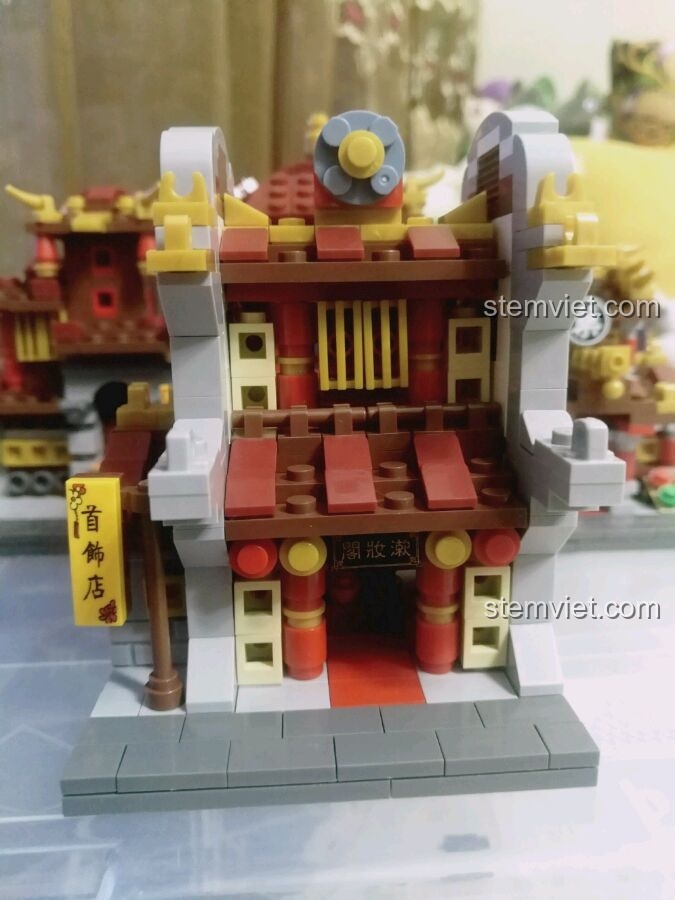 Thành quả cuối cùng của bộ đồ chơi mô hình kiến trúc Trung Hoa XB 01101, một dãy phố cổ hoàn chỉnh.