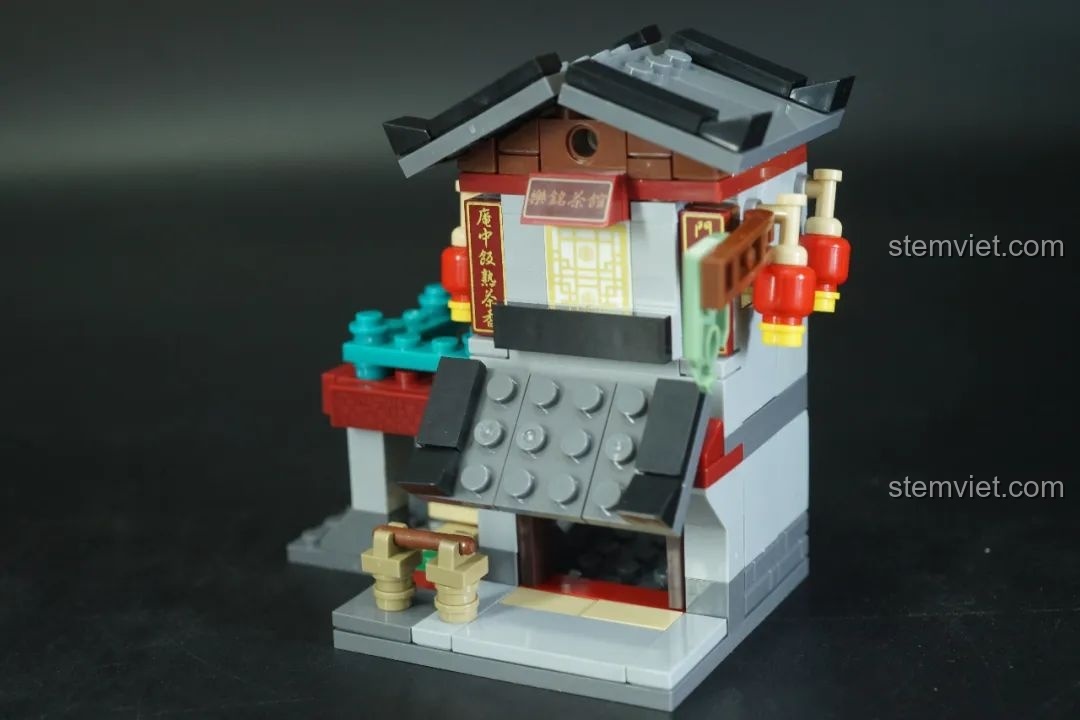 Mô hình Trà Quán Lạc Minh KAZI KY5005 phiên bản 1 hoàn chỉnh, một món đồ chơi xây dựng kiến trúc cổ tuyệt vời.