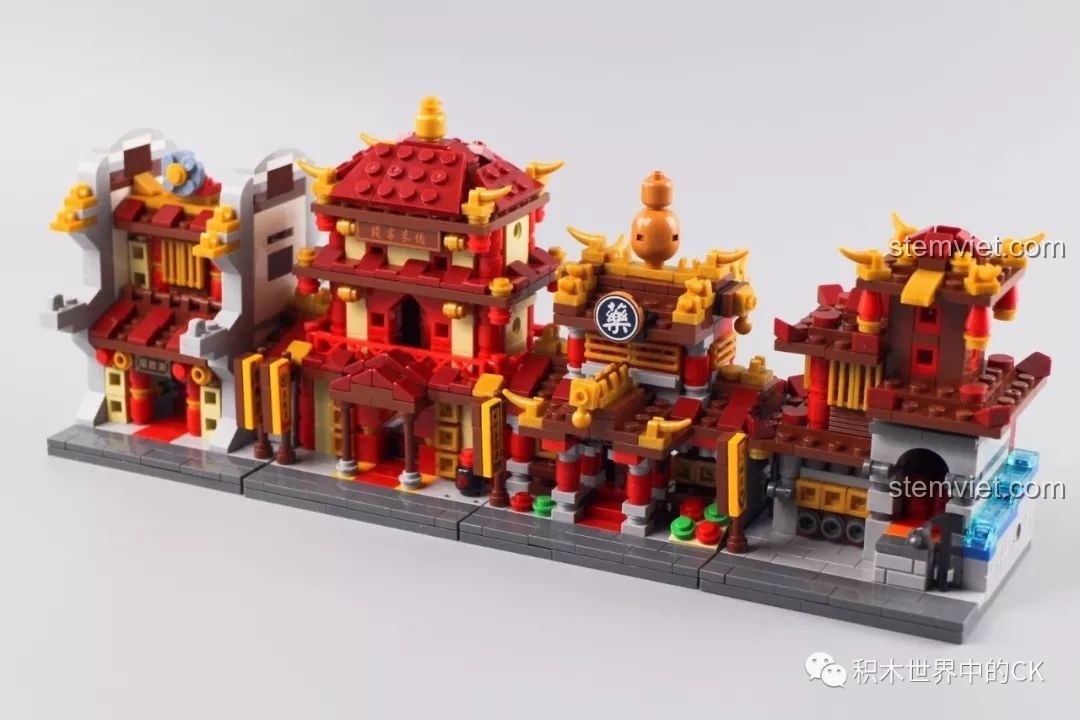 Toàn cảnh dãy phố cổ được ghép từ 4 mô hình của bộ lắp ráp Phố Cổ Trung Hoa Mini Xingbao giá hời.