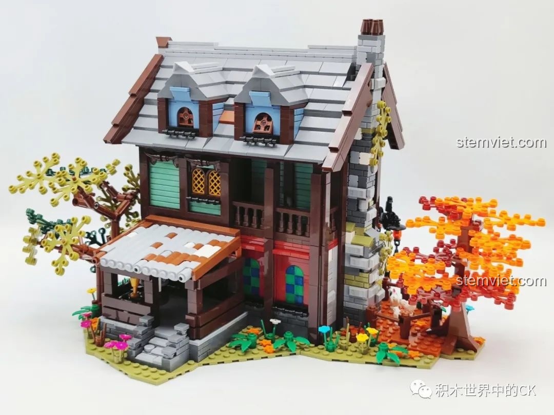 Toàn cảnh mô hình Quán Trọ Trung Cổ JIESTAR 89148 hoàn chỉnh, nhìn từ góc chính diện.