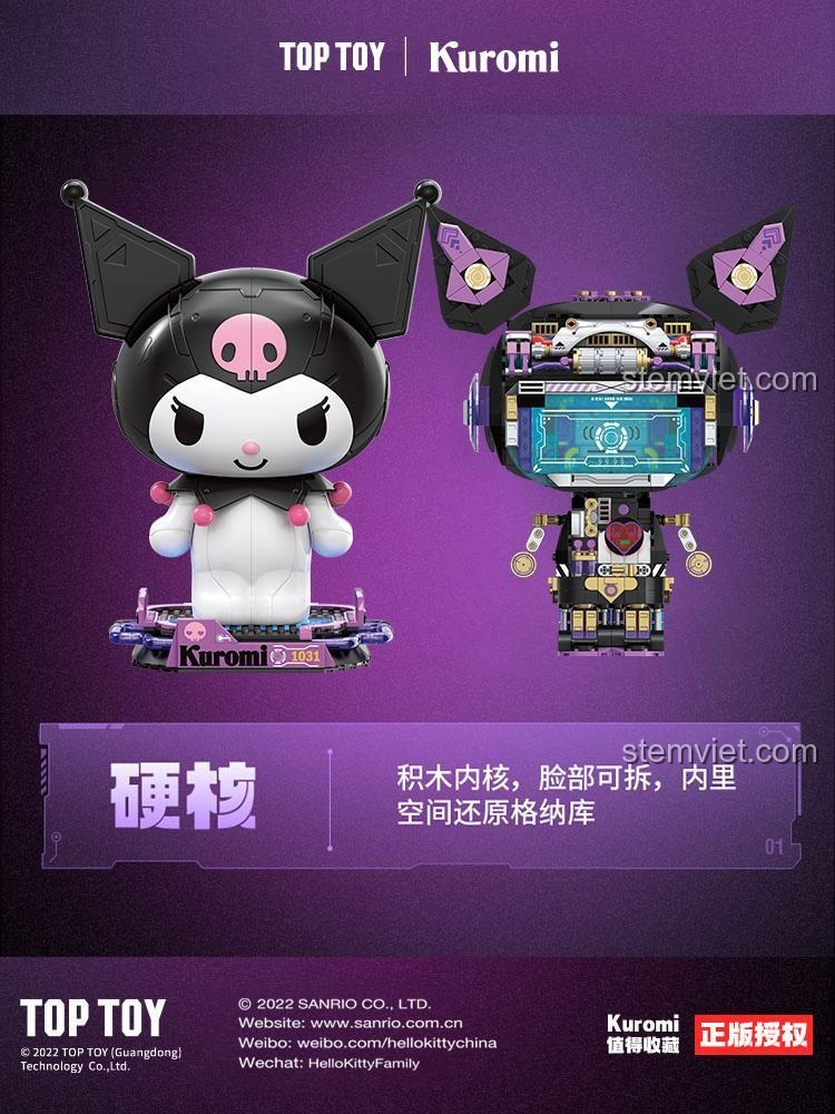 Mô hình Kuromi bán cơ khí TC1803 TOP TOY hiển thị cấu trúc bên trong, đầu có thể tháo rời và không gian lưu trữ, đồ chơi lắp ráp chất lượng cao cho con gái 15 tuổi.