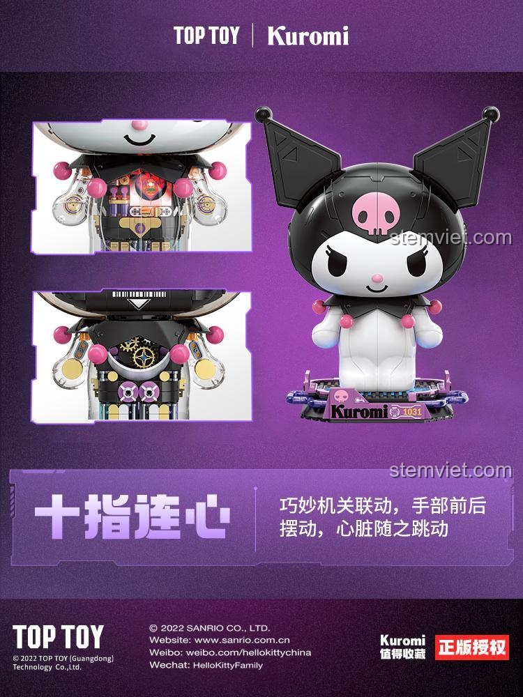 Mô hình Kuromi TC1803 TOP TOY với cơ chế liên kết khéo léo, tay có thể vẫy về phía trước và sau, tim đập theo nhịp, đồ chơi lắp ráp độc đáo cho con gái 15 tuổi.