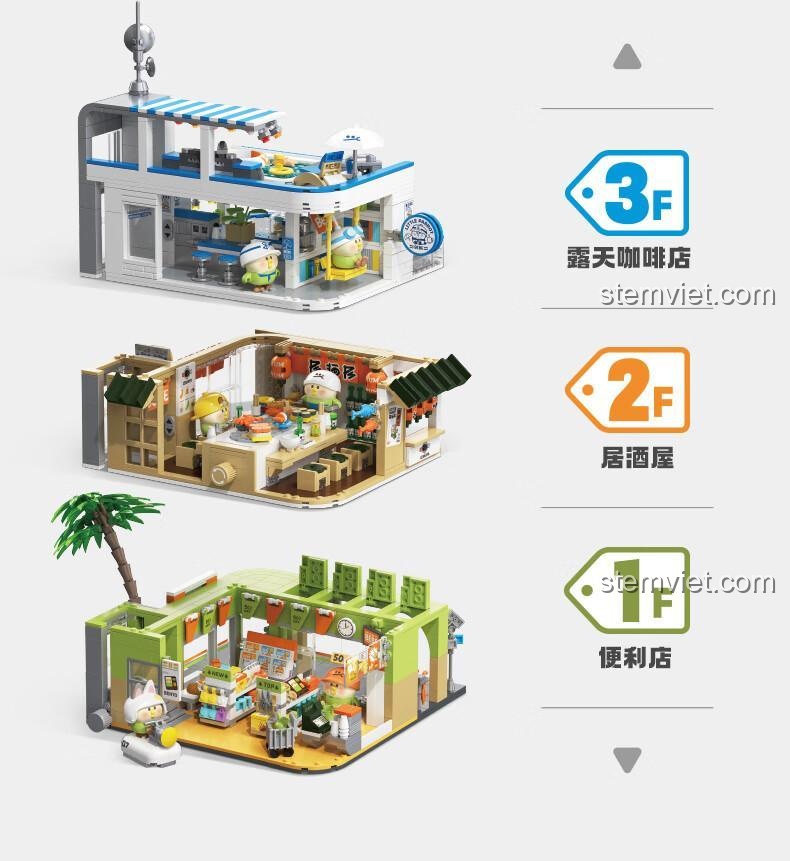 Các tầng của Trung tâm thương mại BEBE, bao gồm Quán Izakaya Tầng 2, bộ đồ chơi TOP TOY cho bé gái