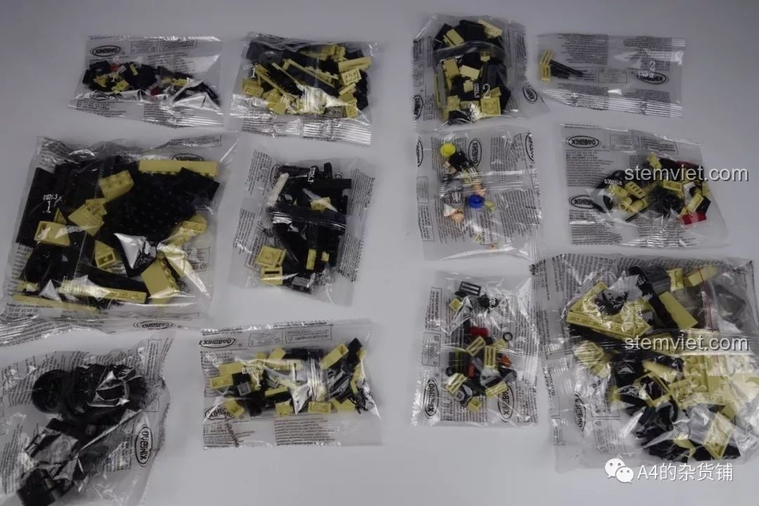 Toàn bộ các túi chi tiết nhựa của bộ xếp hình Xe Tải Địa Hạng Nặng Unimog XB03026.