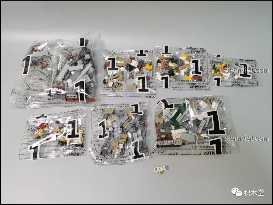 Các túi chi tiết được đánh số 1 trong bộ đồ chơi mô hình Cửa Hàng Kem cho trẻ em trên 8 tuổi, giúp quá trình lắp ráp dễ dàng hơn.