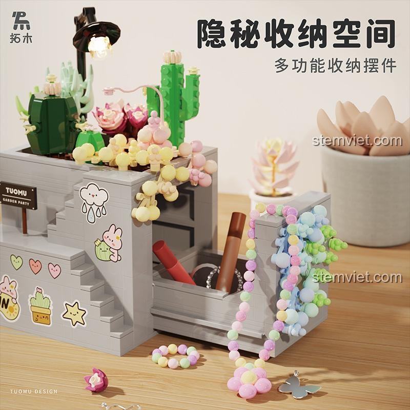Hộp đựng xương rồng TUOMU T6002 có không gian lưu trữ bí mật, vật trang trí đa năng