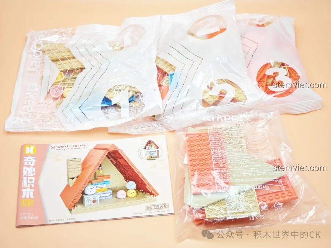 Unboxing bộ Keeppley K21211 Gác xép của Tapioca, bộ cuối cùng trong series với thiết kế mái nhà tam giác.