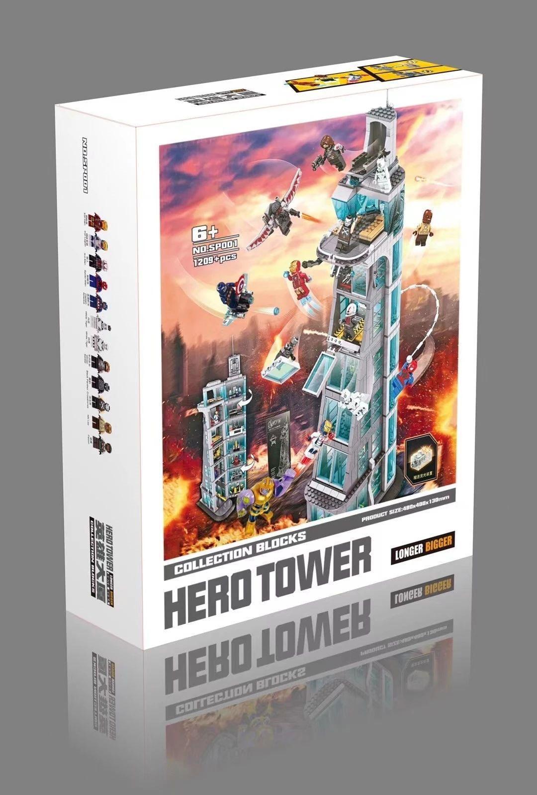 Hộp đồ chơi lắp ráp Tháp Avengers Unbranded SP001 với 1209 chi tiết, quà tặng cho bé trai 6 tuổi. Mô hình tòa nhà siêu anh hùng giá rẻ.