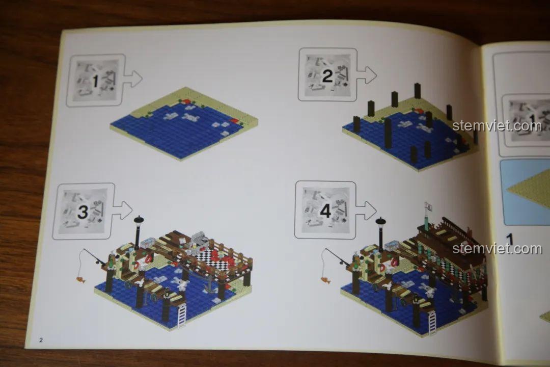 Chi tiết cận cảnh mã sản phẩm 30101 và số lượng 1402 mảnh của bộ lắp ghép Cầu Tàu Đánh Cá.