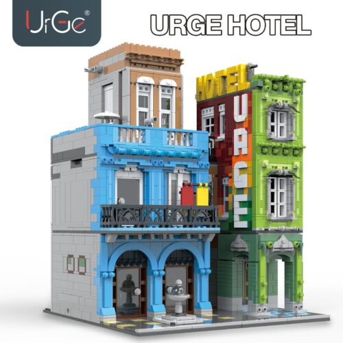 Ảnh chụp chính diện bộ lắp ráp Khách sạn Cuba UrGe UG-10182 với kiến trúc nhiệt đới đầy màu sắc, phù hợp cho người lớn và thanh niên trên 16 tuổi.