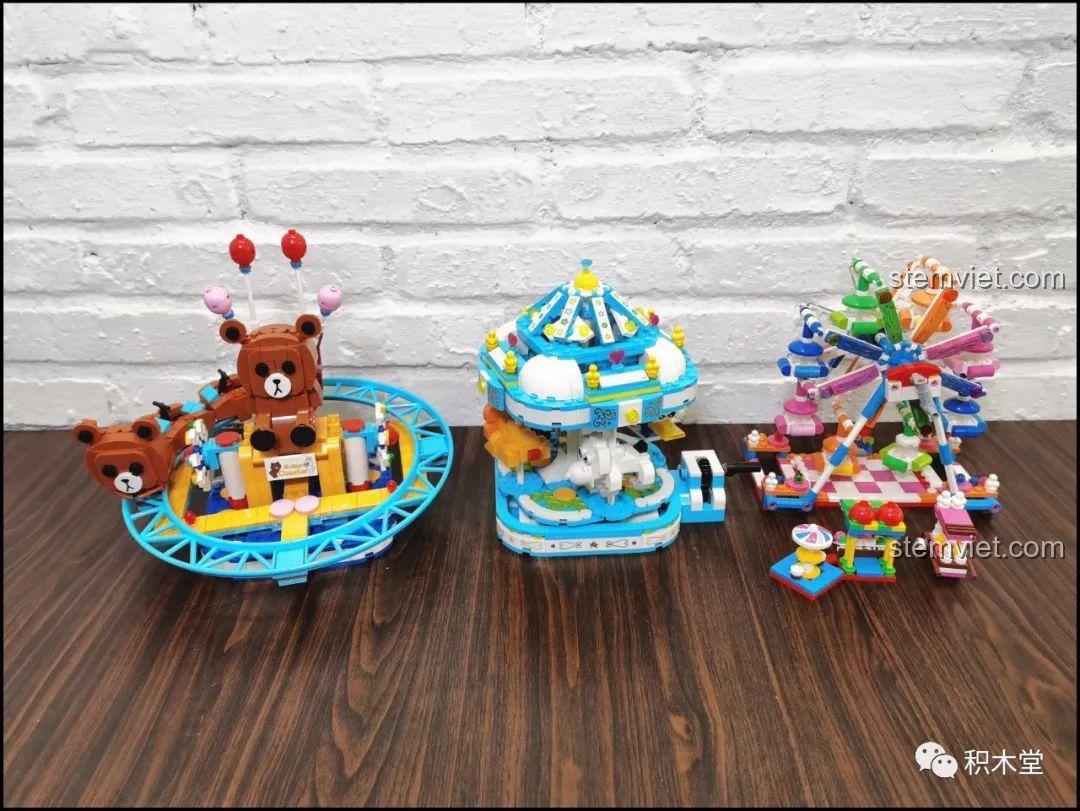 Mô hình Vòng Quay Ferris Wheel Yunri 66111 rực rỡ với đèn LED tự thêm, tạo hiệu ứng lung linh huyền ảo vào ban đêm.