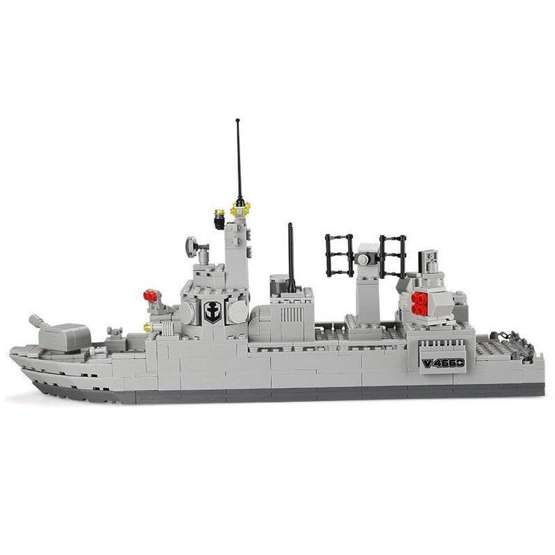 Mô hình tàu khu trục LEGION Destroyer WANGE 4660 màu xám, chi tiết cao, phù hợp bé trai 6 tuổi yêu thích đồ chơi lắp ráp quân sự, giá tốt.