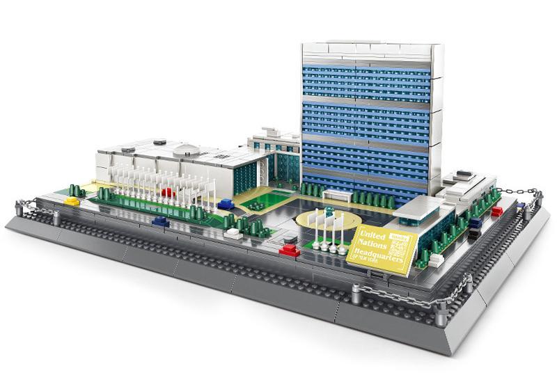 Mô hình Trụ sở Liên Hợp Quốc WANGE 6219 đã lắp ráp, đồ chơi mô hình kiến trúc vĩ đại, chi tiết cao cho bé trai 6 tuổi