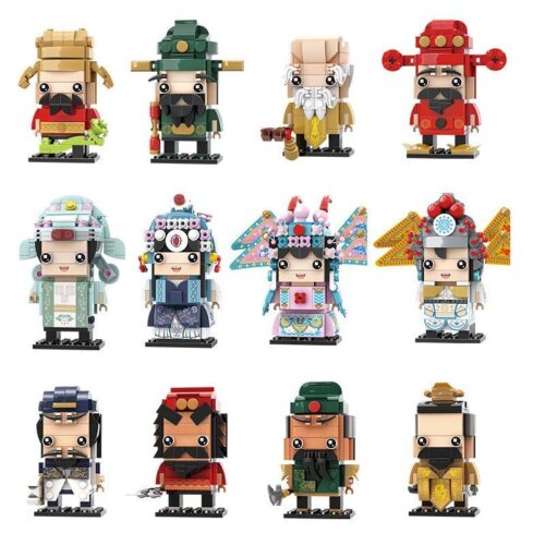 Bộ lắp ráp 12 nhân vật Kinh Kịch Wange WG028, đồ chơi mô hình BrickHeadz văn hóa Trung Hoa cho bé 6 tuổi, giá rẻ.