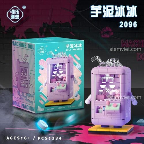 Đồ chơi mô hình Máy gắp thú bông Weile Chuangxiang 2096, bộ xếp hình máy gắp thú bông Kem Khoai Môn với 334 mảnh ghép mini, quà tặng cho bé gái 6 tuổi.