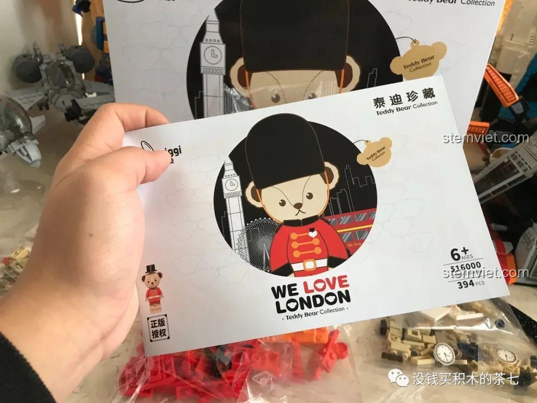 Các túi chi tiết bộ đồ chơi xây dựng Cảnh Quan London Teddy Bear Wekki 516000