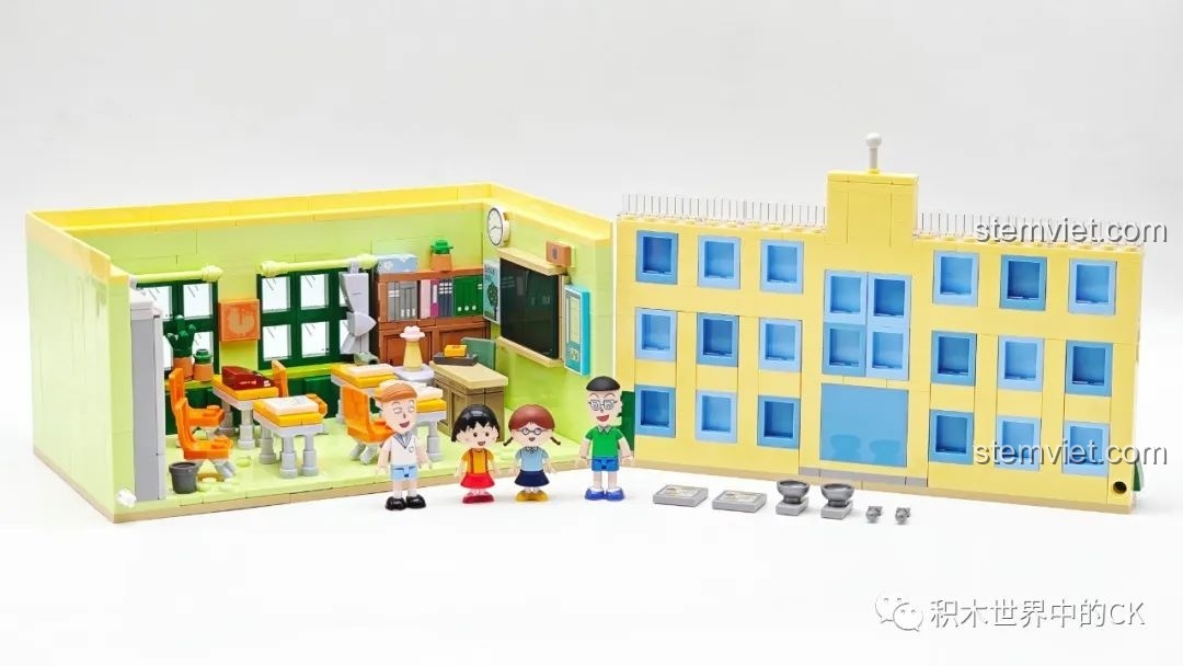 Mô hình trường học Wekki 516412 Lớp 4 Năm Ba của Maruko hoàn thiện cùng các nhân vật, tạo nên khung cảnh sống động.